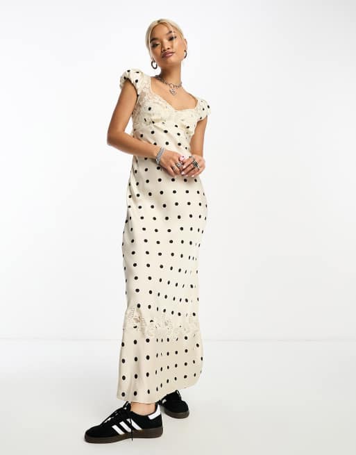 White lace polka dot hot sale dress