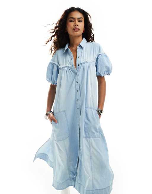 Free people denim shirt dress best sale