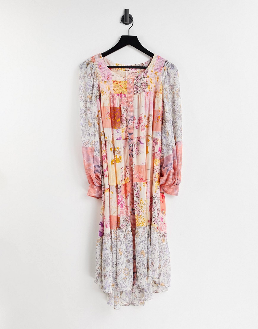 Free People california soul maxi shirt in patchwork floral-Multi