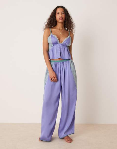Free People cami top and pants pajama set in viola combo - view 1