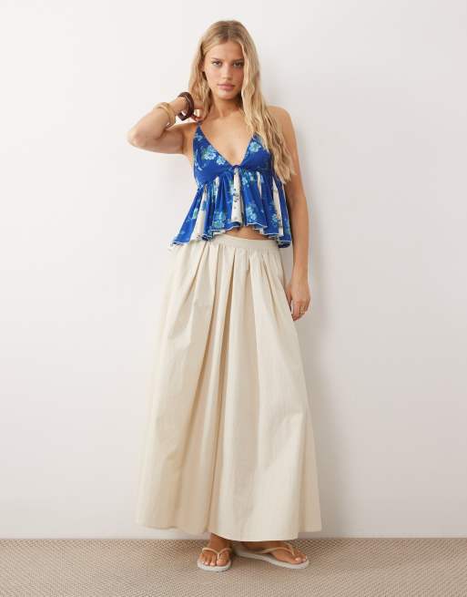 Free People – Camisole-Oberteil in Blau-Combo mit V-Ausschnitt und Schößchen, 2 von 4