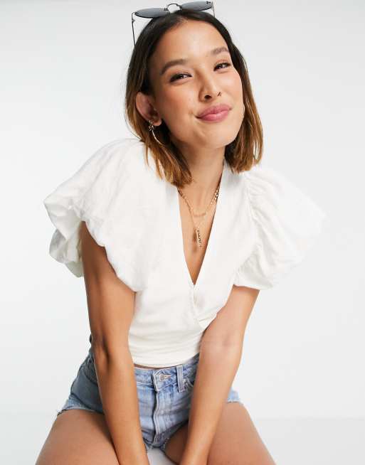 Free People – Can't Get Enough – Kopertowa bluzka z popeliny z bufkami, 4 z 4