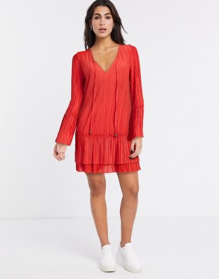 free people red long sleeve dress