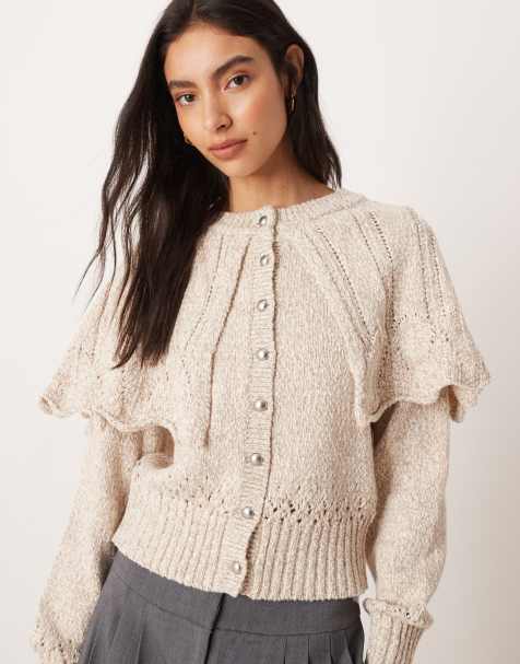 Free People cape detail cardigan in neutral - view 1