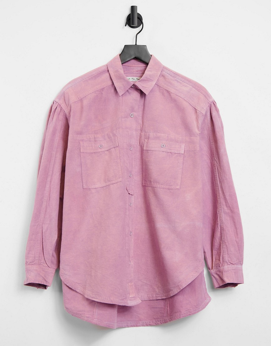 Free People Cardiff Button Down Oversized Shirt In Washed Pastel-purple