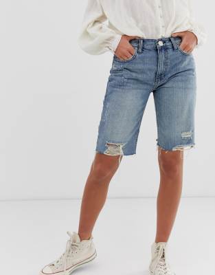 long ripped denim shorts