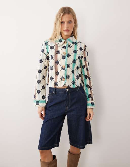 Free People - Cassie - Giacca mod color avorio mista