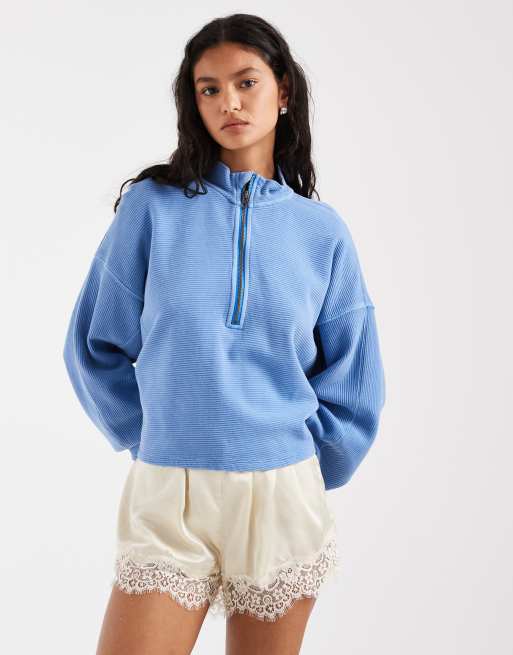Free People - Celeste con media cremallera en azul riviera, 2 de 4