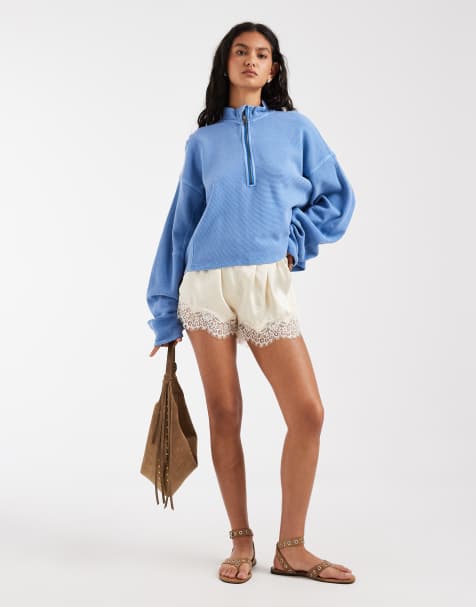 Free People Celeste quarter zip i blue riviera - view 1