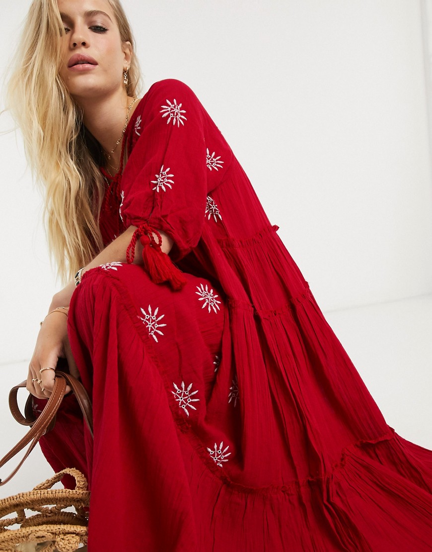 Free People celestial skies maxi dress-Red