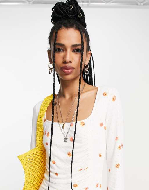 Free People - Celia - Vestito corto color avorio a pois, 3 di 4