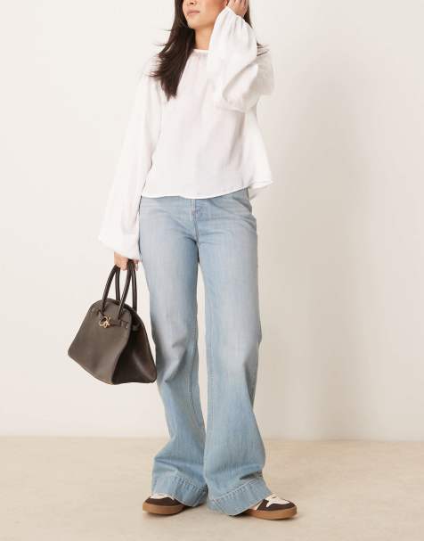 Free People – Cerine – Ljusblå bootcut-jeans med avslappnad passform - view 1