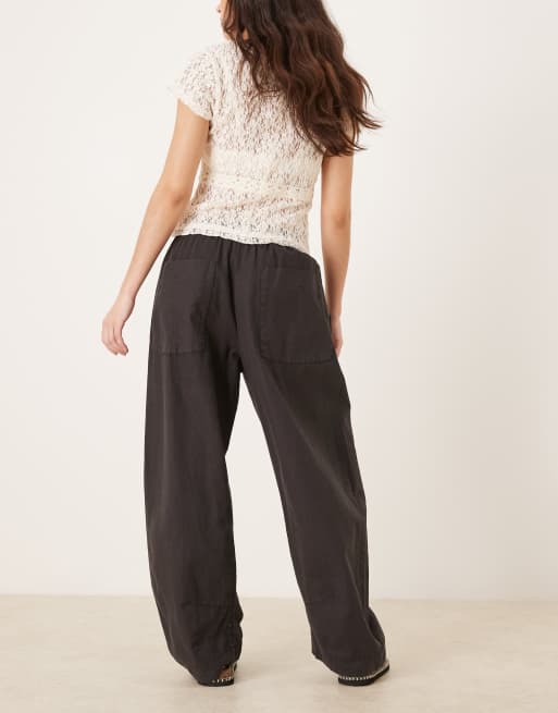 Free People chambers laid back pull on trousers in black, 3 of 5