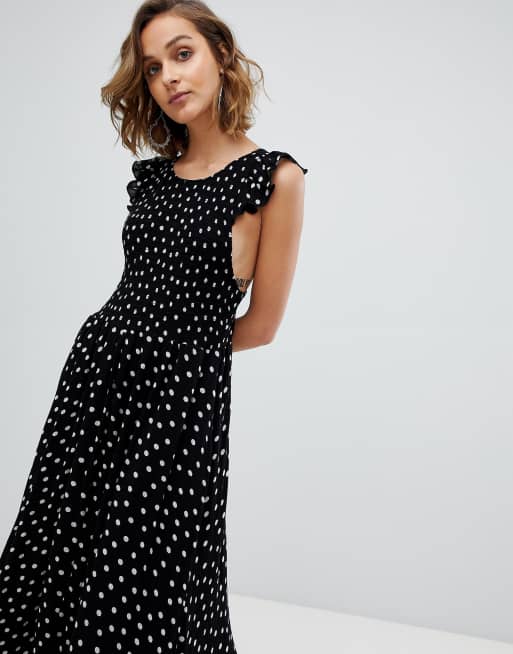 Free people polka dot midi dress sale