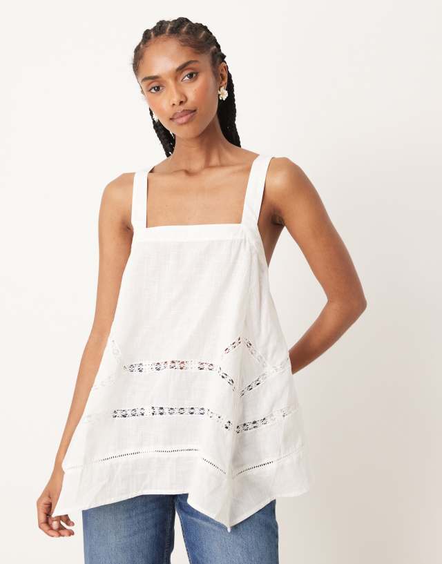 Free People Charlotte broderie cami tunic top in ivory | ASOS