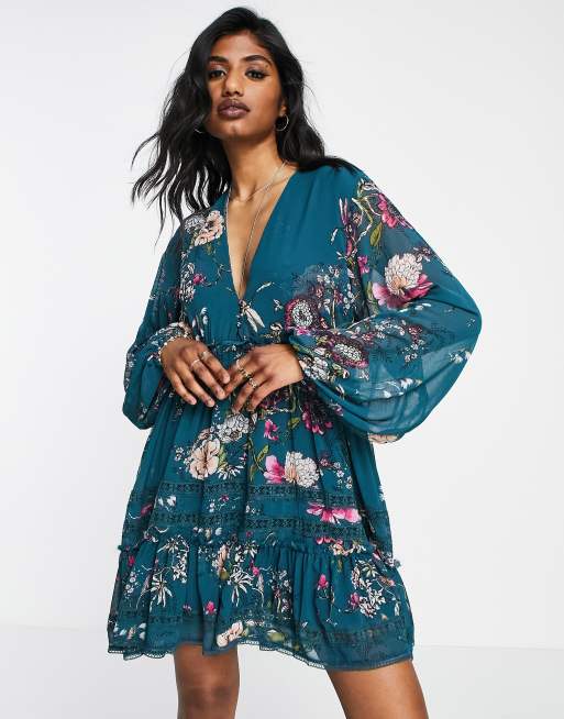 Free People cherry blossom mini dress in green ASOS