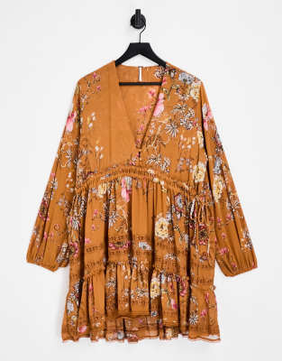 Free People Cherry Blossom printed mini dress in brown | ASOS