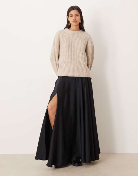 Free People chilco maxi skirt with side slit in black - view 1