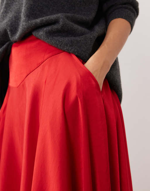 Free People Chilco maxi skirt with side split in salsa red, 3 of 5