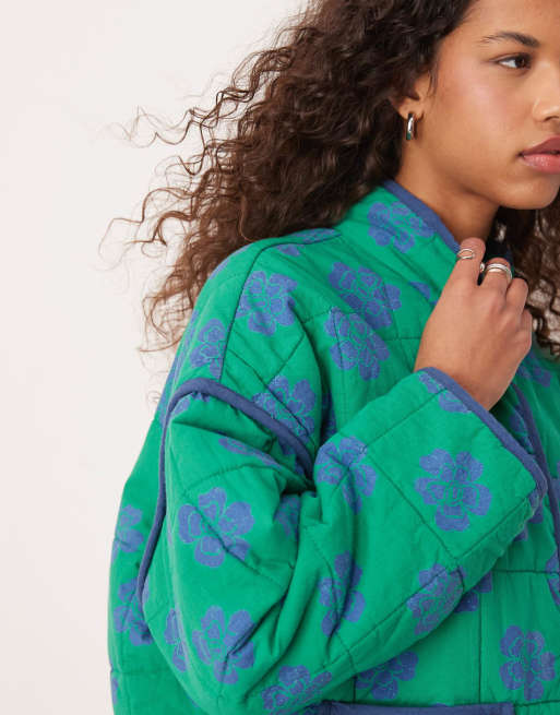 Free People Chloe floral print padded jacket in grass combo | ASOS