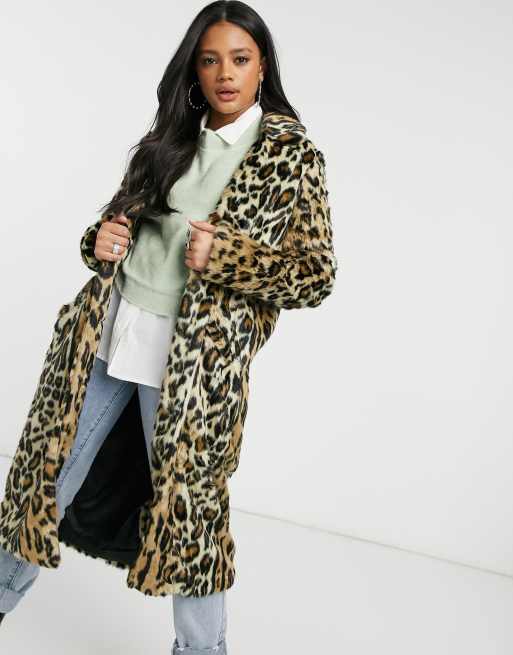 Leopard print shop duster coat