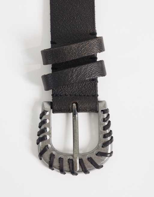 Free People cintura in pelle Holt nera, 3 di 3