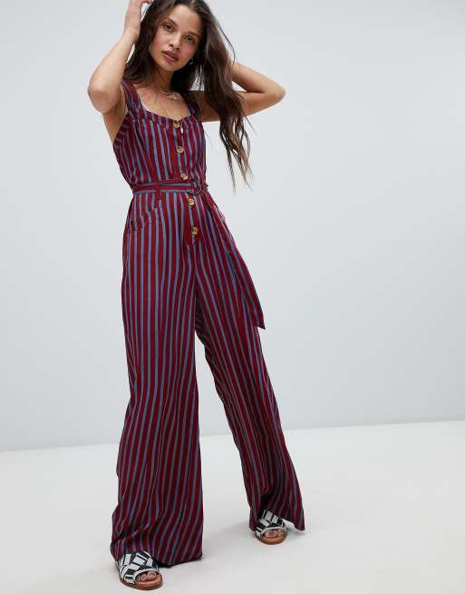 Free People City Girl stripe jumpsuit | ASOS