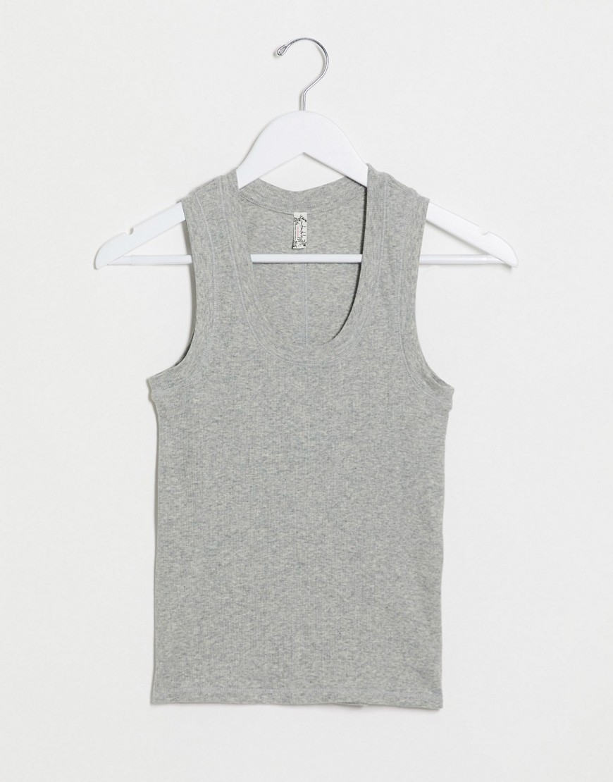 Free People classic ribbed tank top-Grey