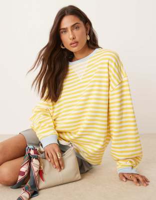 Free People Classic Striped Crew Neck Sweatshirt