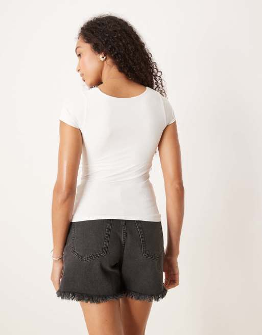 Free People clean lines baby t-shirt in white, 4 of 4