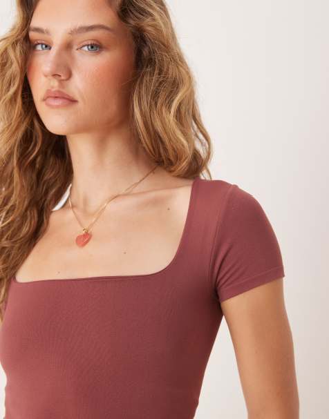 Free People clean lines baby t-shirt in nutmeg