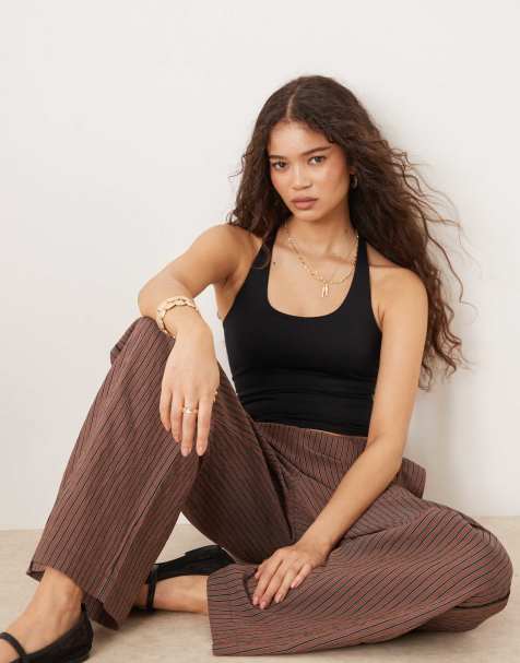 Free People clean lines racerback tank top in black - view 1