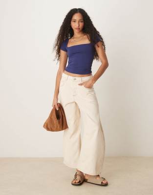 Free People Clean Lines Square Neck Baby T-shirt In Blue