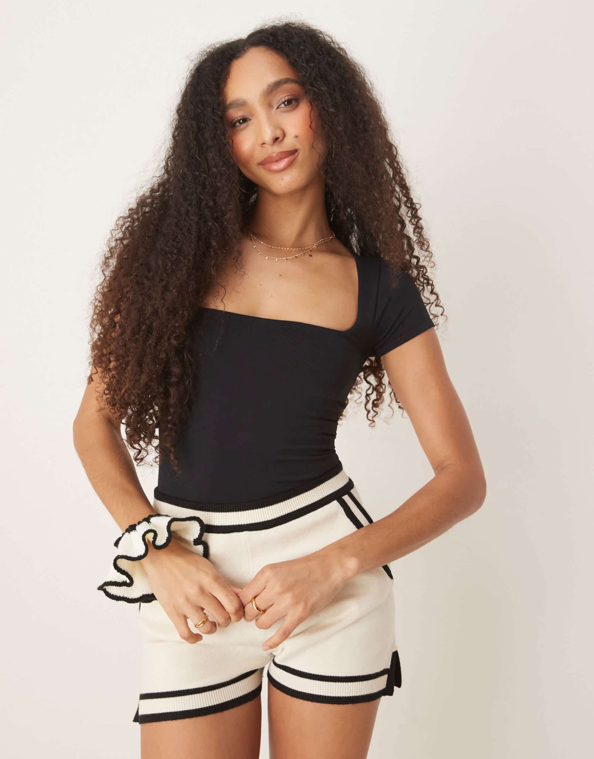 free people clean lines square neck baby tshirt in black