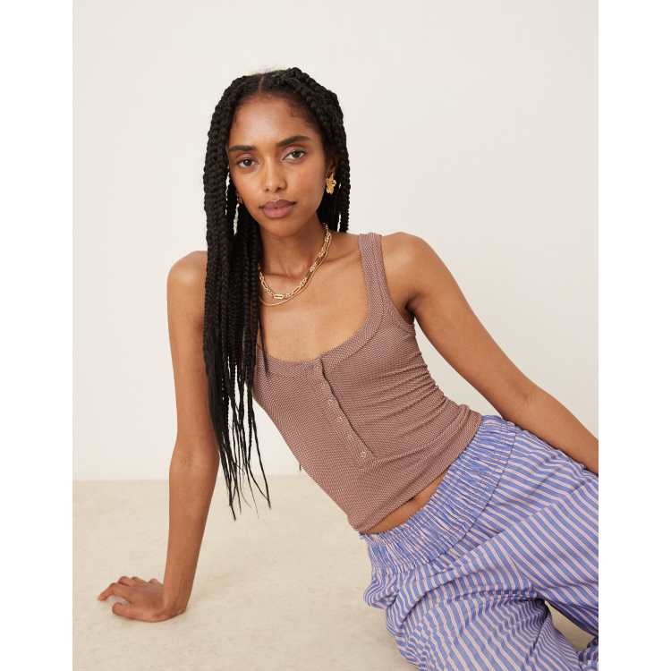 Free People clean slate henley tank top in mink | ASOS