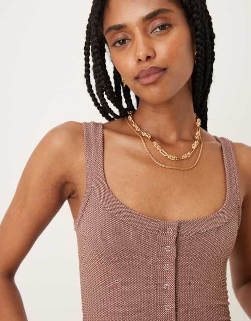 Free People clean slate henley tank top in mink | ASOS
