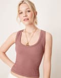 [Free People] Free People Clean Slate ribbed tank top in brown XL Chocolate
