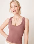 [Free People] Free People Clean Slate ribbed tank top in brown L Chocolate