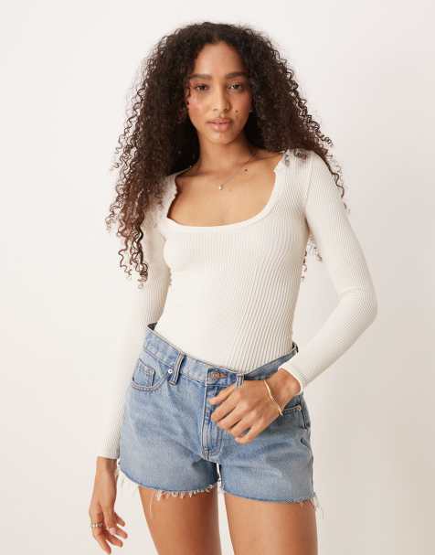 Free People clean slate scoop neck long sleeve top in ecru - view 1