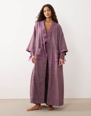 Free People close to home flannel robe in purple | ASOS