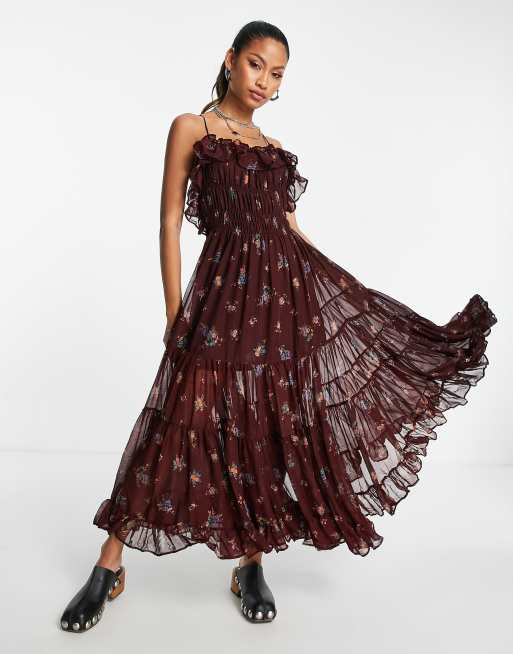 Free people floral ruffle dress 2025