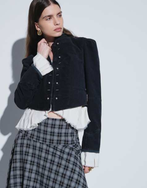 Free People cloud nine military blazer jacket in black - view 1
