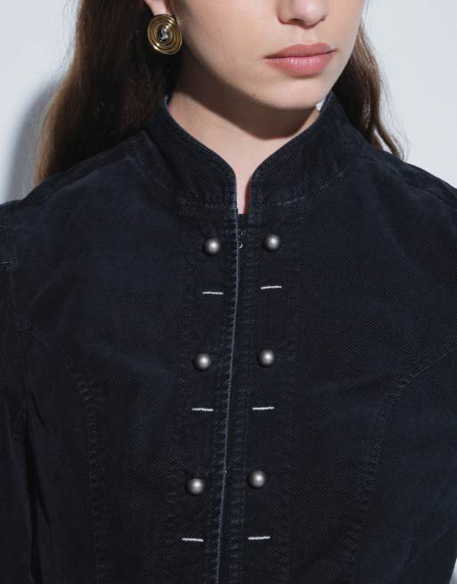 Free People cloud nine military blazer jacket in black, 3 of 4