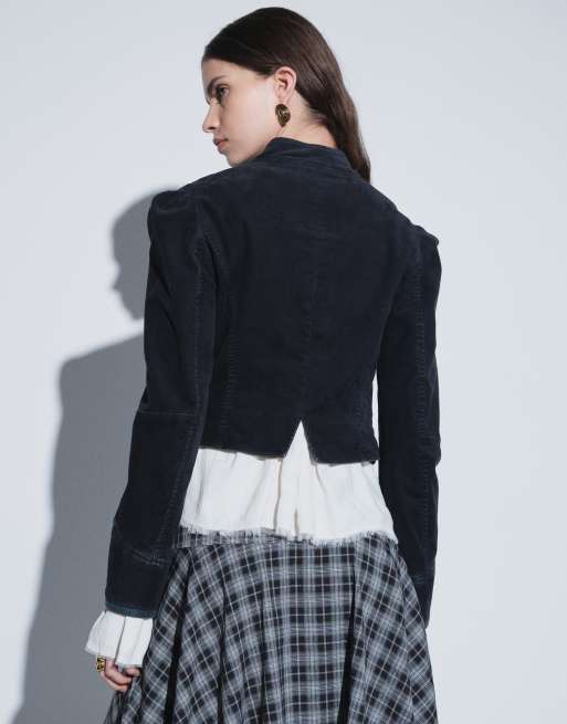 Free People cloud nine military blazer jacket in black, 4 of 4