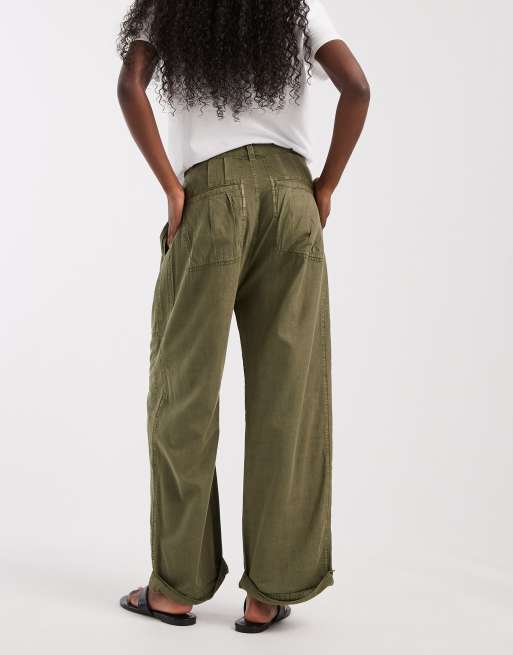 Free People Clover low rise cargo style pants in khaki, 3 of 5