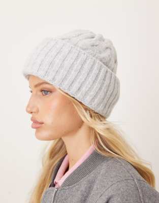 Free People Free People Coast line beanie in grey-White