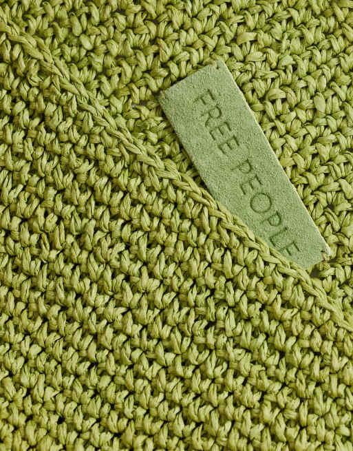 Free People coastal crush straw tote bag in matcha green, 3 of 4