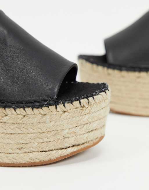 Free People coastal platform wedge espadrille sandals in black