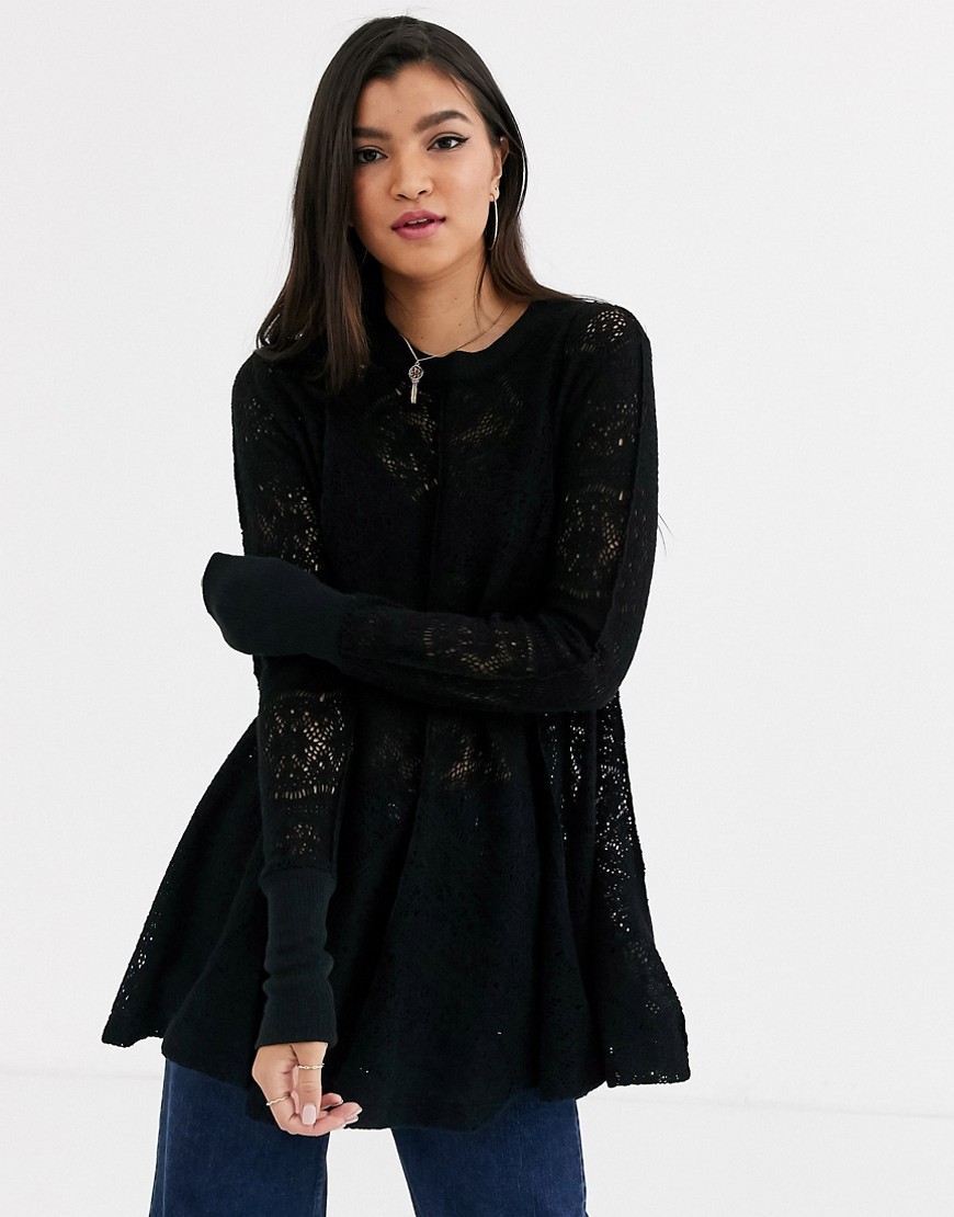 Free People Coffee In The Morning knit top-Black