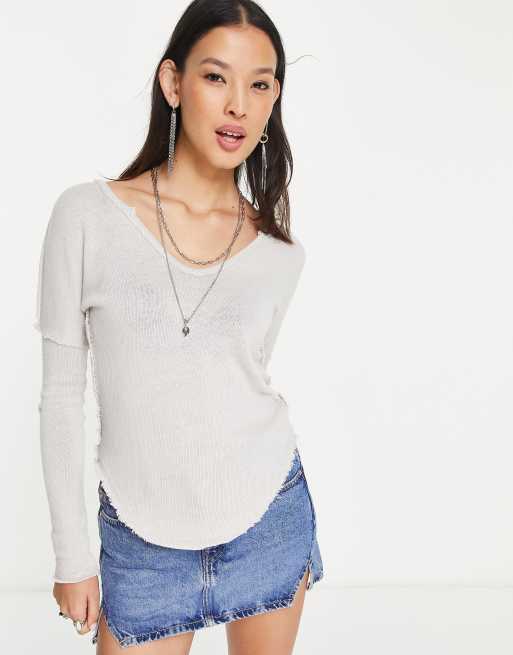 Free People - Come and Get It - Grå top med lange ærmer, 2 af 4